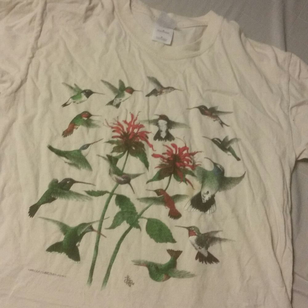 Humming Bird Flowers T Shirt Tee